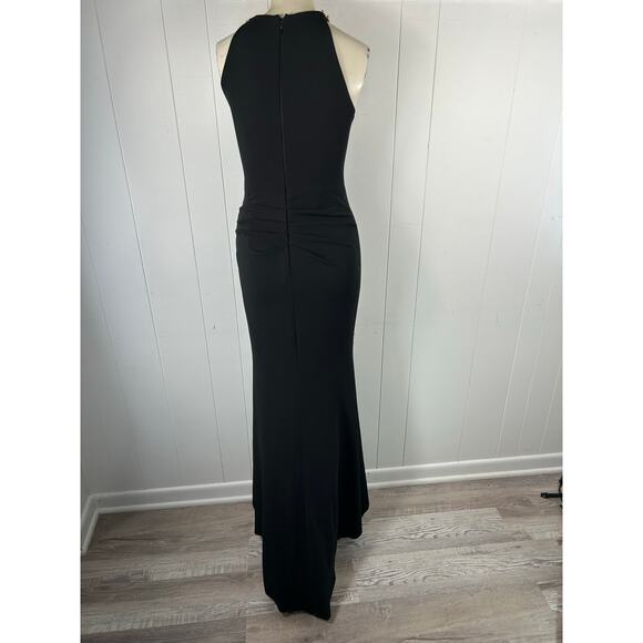 Xscape Embellished Chain Neck Trumpet Gown Maxi Dress in Black. Size 4. NWOT - Picture 5 of 8